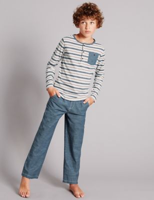 Pure Cotton Herringbone Striped Pyjamas &#40;1-16 Year&#41;